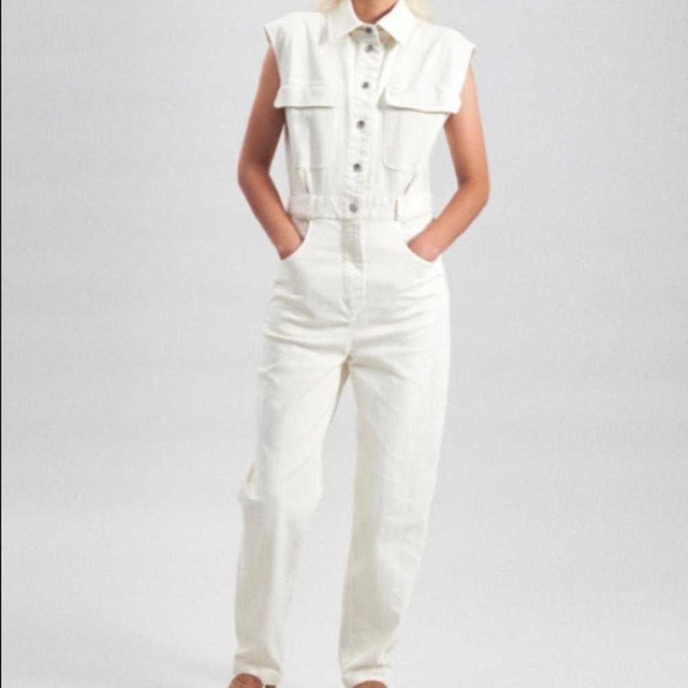 Rachel Comey Ivory Sleeveless Button-Front Jumpsuit